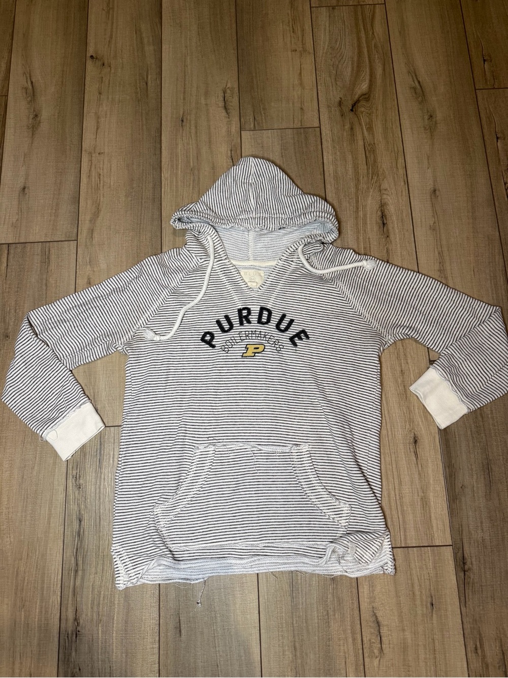 Blue 84 Purdue Boilermakers XL Striped Distressed Hoodie College Game Day